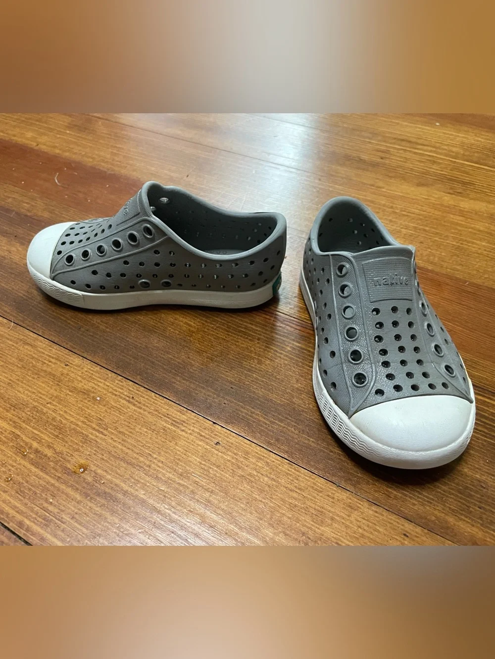 Native Shoes Jefferson Grey Slip-On Water Shoes with White Toe Size 6